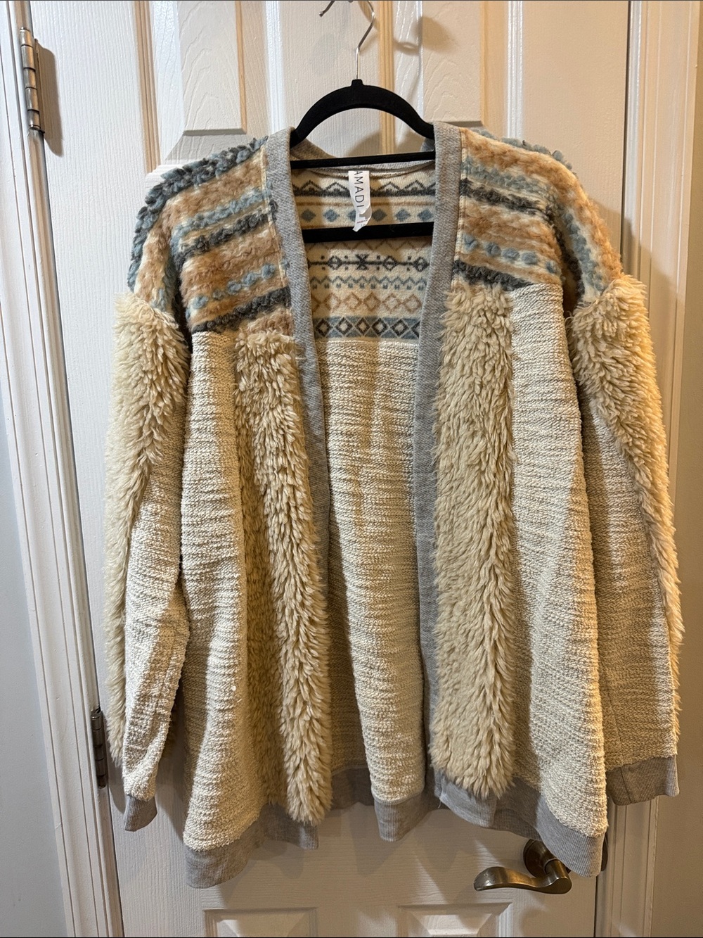 Amadi (from Anthropologie) Mixed Fabric Open Cardigan